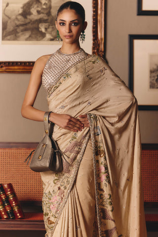 Beige couture story of masai mulberry saree