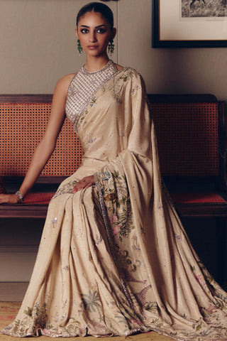 Beige couture story of masai mulberry saree