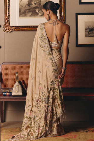 Beige couture story of masai mulberry saree