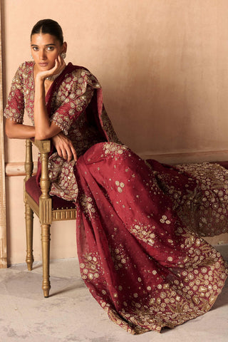 Saree Set Nizami Wear - Red Vintage Saree by Matsya