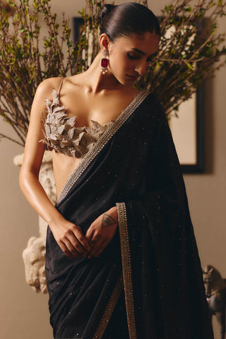 Black couture savage winged saree