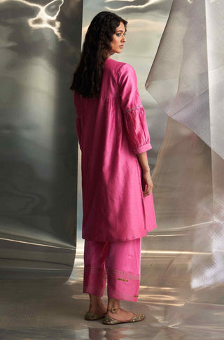 Bloom pink heavy booti kurta set