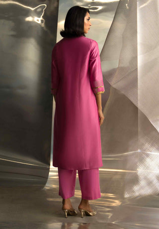 Bloom pink chanderi kurta set