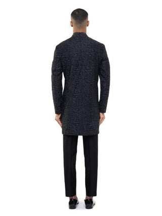Black & Silver Metallic Embroidery Sherwani Set