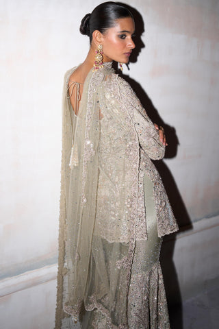 Sharara Set Landscape Wear - Green Tuscan Sharara by Matsya