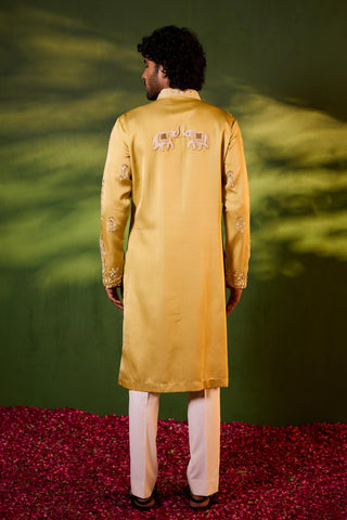Kurta Set for Indian Wedding – Gold Green Vinayak by Shreyansh Designs