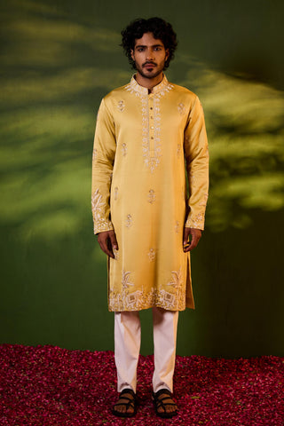 Kurta Set for Indian Wedding – Gold Green Vinayak by Shreyansh Designs