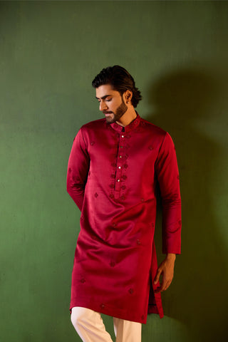 Kurta Set for Indian Wedding – Red Hriday by Shreyansh Designs
