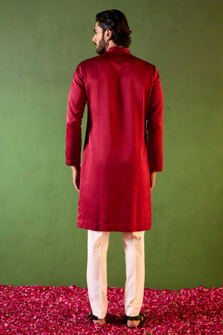 Kurta Set for Indian Wedding – Red Hriday by Shreyansh Designs