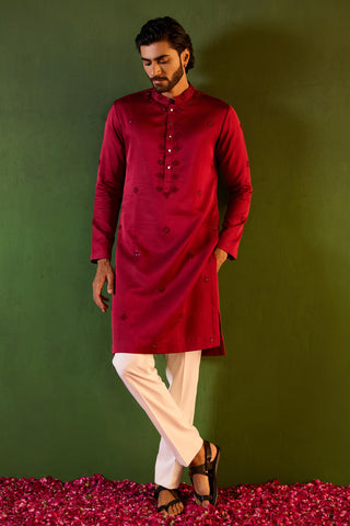 Kurta Set for Indian Wedding – Red Hriday by Shreyansh Designs