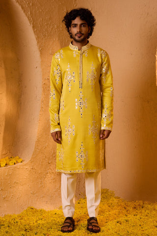 Kurta Set for Indian Wedding – Yellow Suryansh by Shreyansh Designs