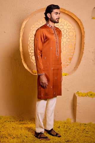 Kurta Set for Indian Wedding – Orange Ojas by Shreyansh Designs