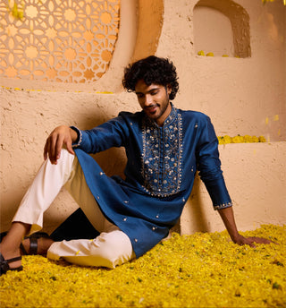 Kurta Set for Indian Wedding – Blue Panshul by Shreyansh Designs