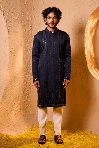 Kurta Set for Indian Wedding – Blue Adhyant by Shreyansh Designs