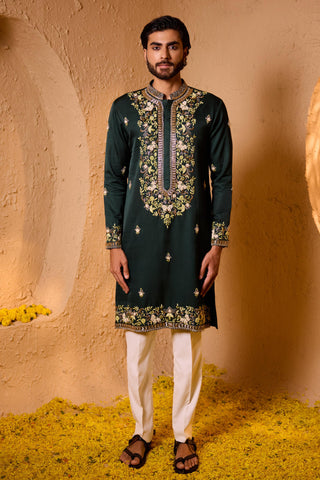 Kurta Set for Indian Wedding – Green Gandharva by Shreyansh Designs