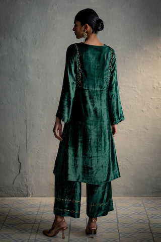 Kurta Set for Indian Wedding - Green  Festive Maaya Kurta Set by Charkhee