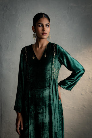 Kurta Set for Indian Wedding - Green  Festive Maaya Kurta Set by Charkhee