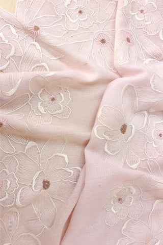 Stole Indian Wedding - Pink Magnificent Magnolia Fine Wool Silk by Mauli