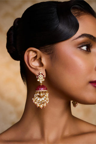 Earrings for Indian Weddings – Red Maharani by Amraani