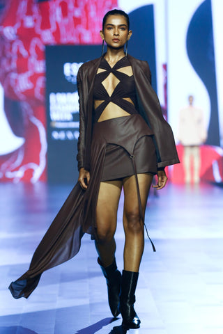 Top Contemporary Wear - Brown draped cut-out by Essé