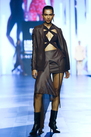 Top Contemporary Wear - Brown draped cut-out by Essé