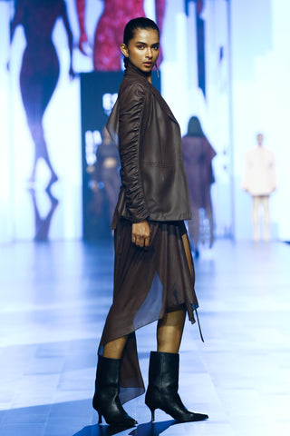 Top Contemporary Wear - Brown draped cut-out by Essé