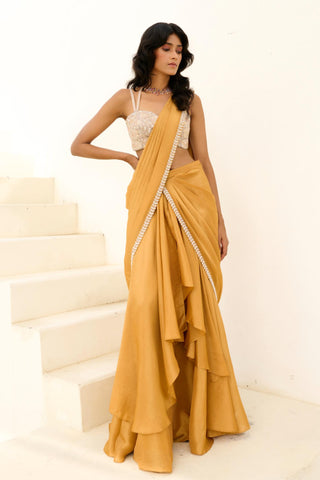 Saree Indian Wedding - Gold Manya Saree by Chamee & Palak