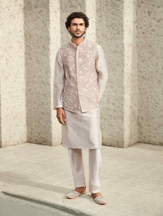 Pink jodhpuri jacket and kurta set