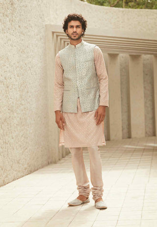 Peach chanderi kurta and churidaar