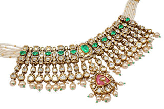 Necklace Set for Indian Weddings – Green Meghtarang by Amraani