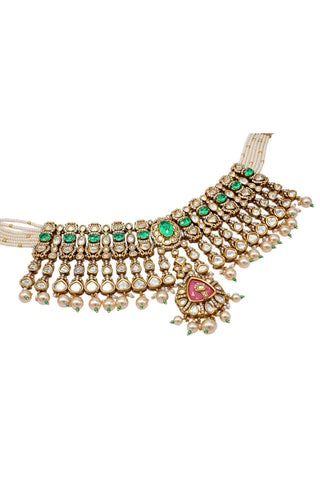 Necklace Set for Indian Weddings – Green Meghtarang by Amraani