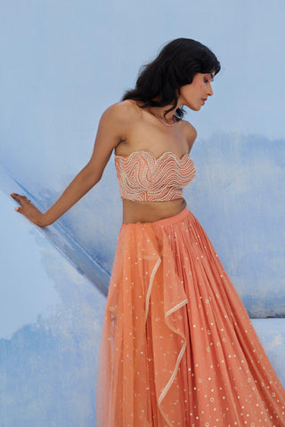 Lehenga Indian Wedding - Peach Melisa Lehenga by Chamee & Palak