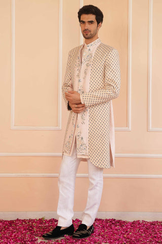 Beige dil se ayan zardosi sherwani