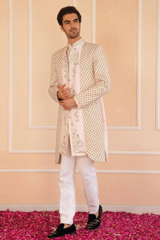 Beige dil se ayan zardosi sherwani