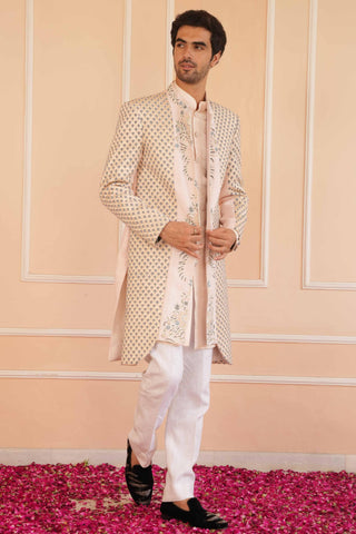Beige dil se ayan zardosi sherwani