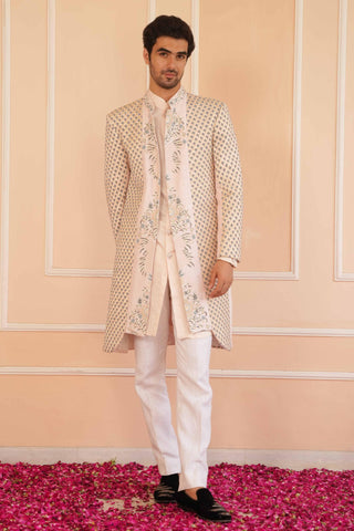 Beige dil se ayan zardosi sherwani