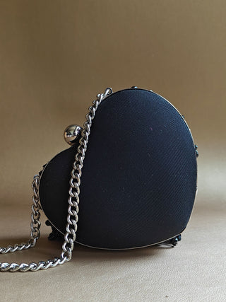 Black stylish petite bag with chain handle