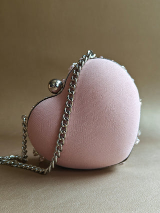 Pink petite stylish vegan bag with chain