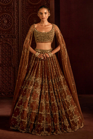 Lehenga For Indian Wedding - Brown Goddess Lehenga by Prevasu