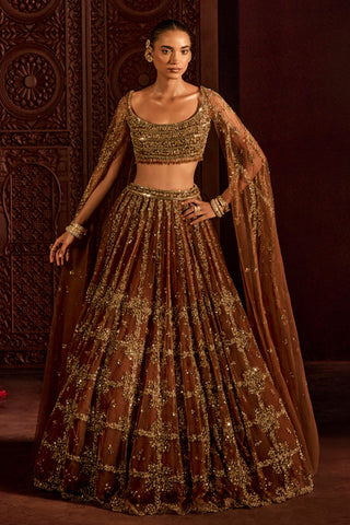 Lehenga For Indian Wedding - Brown Goddess Lehenga by Prevasu