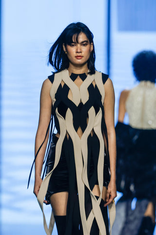 Vest Contemporary Wear - Multicolor monochrome knit panelled by Essé