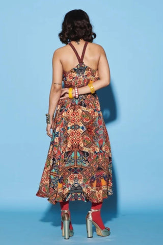 Dress for Contemporary Wear – Multicolor Melody Cultures Border by Label Esha Amin