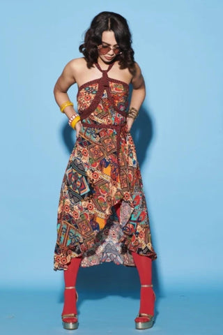 Dress for Contemporary Wear – Multicolor Melody Cultures Border by Label Esha Amin