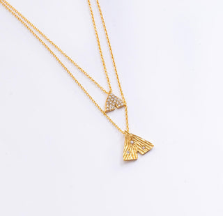 Necklace Contemporary Wear - Gold Gingko Double Layer by Putstyle