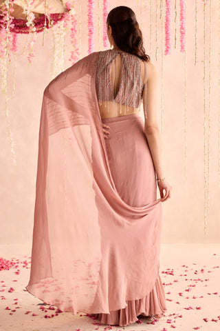 Pink nargis under bloom concept saree