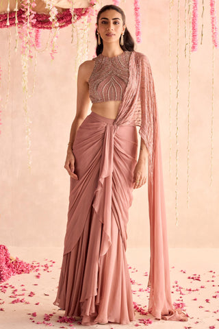 Pink nargis under bloom concept saree