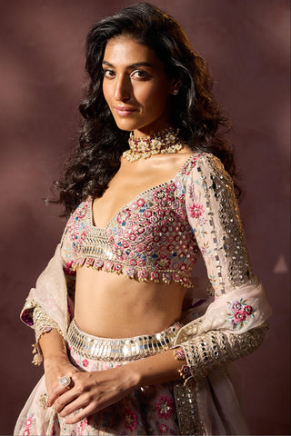 Organza lehenga set for Indian Wedding – Dusty Pink Navyaa by Nitika Gujral