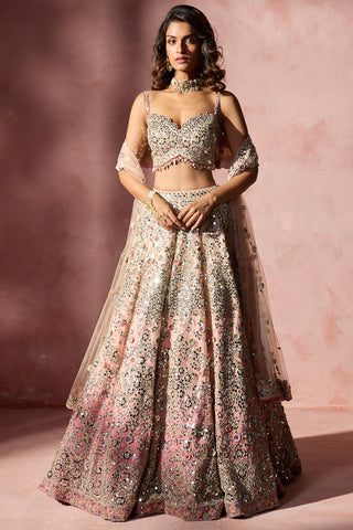 Mirror Work Lehenga Set Rose Pink Ombr Navyaa Nitika Gujral | Mrs. G 2XL / Pink / Women Mirror Work Lehenga Set Rose Pink Ombr Navyaa Nitika Gujral | Mrs. G 2XL / Pink / Women