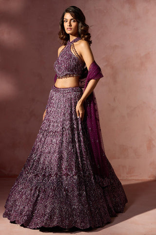 Net lehenga set for Indian Wedding – Wine Navyaa by Nitika Gujral