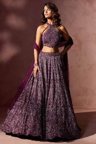 Net lehenga set for Indian Wedding – Wine Navyaa by Nitika Gujral